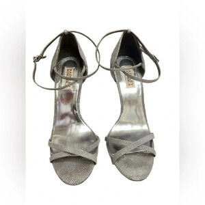 Silver sparkle strappy stiletto heels